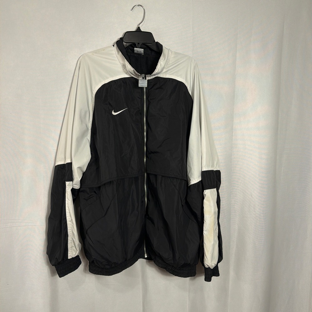 Nike Windbreaker Jacket 2XLT Vintage 90s Team Sports Colorblock Black White Men